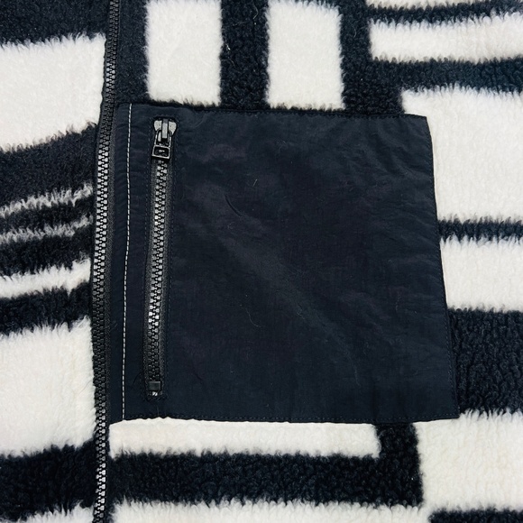 Men's Faux Sherpa fleece Sherling Trucker Jacket geometric streetwear Y2K 2XL - Picture 14 of 16